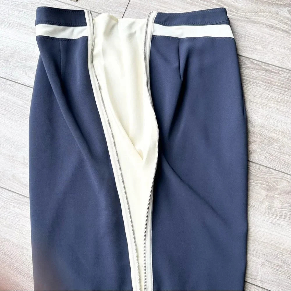 Rag & Bone Navy Ivory Contrasting Colour Midi Skirt - Picture 10 of 11
